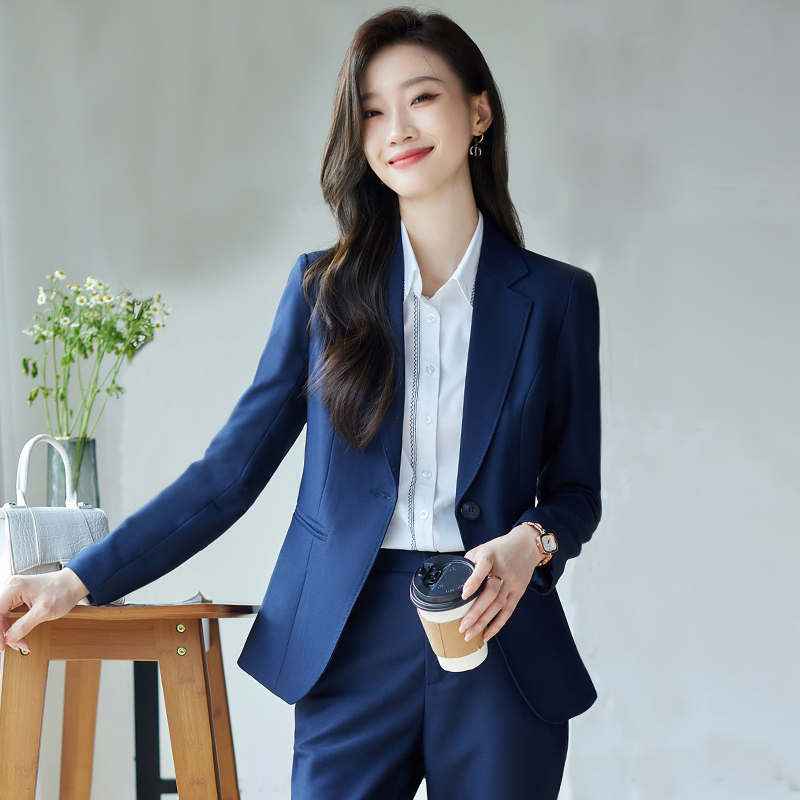 Navy Blue Suit Set for Women 2026 New Spring and Autumn Petite Elegant Ladies' Jacket Professional Formal Workwear