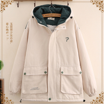 A promotion 0 Junior High School High School students cotton clothes with hats autumn and winter clothes thick coat medium long cotton padded jacket warm womens clothing