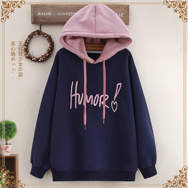 Promotional junior high school and high school student sweater spring and autumn hooded jacket medium and long version loose big boy alphabet girl clothes