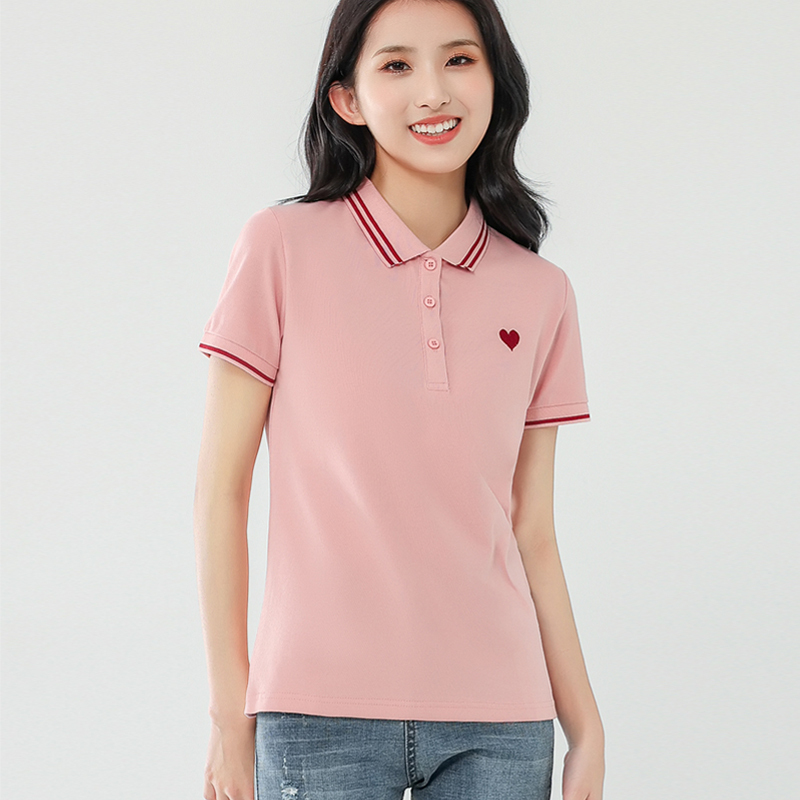 Polo Shirt Work Uniform Heart Pink Top 2026 New Summer Pure Cotton Embroidered Kindergarten Teacher Uniform T-Shirt Women's Short Sleeve Polo Shirt Work Uniform Heart Pink Top 2026 New Summer Pure Cotton Embroidered Kindergarten Teacher Uniform T-Shirt Women's Short Sleeve