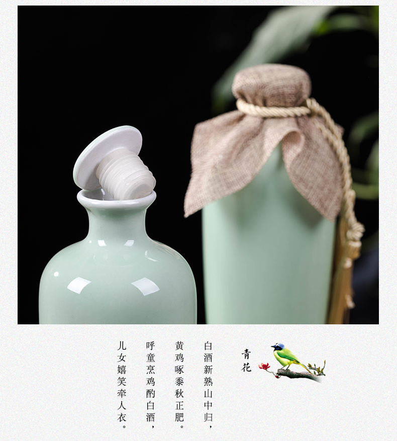 Bình rượu bằng gốm chai rỗng 1 kg đã nạp Jingdezhen hộ gia đình rượu niêm phong hông bình rượu với bình rượu sáng tạo một pound kệ rượu vang để bàn