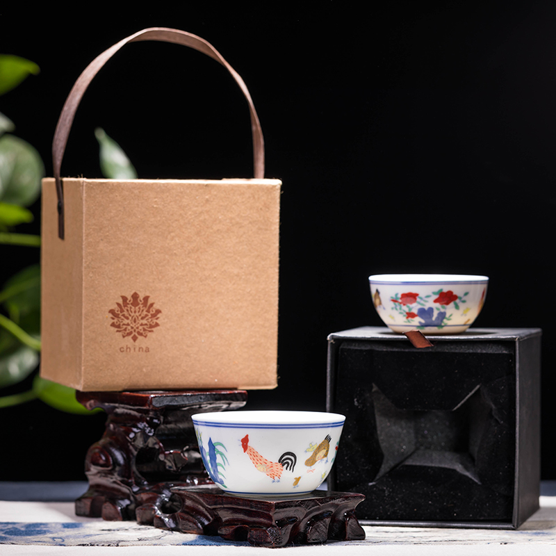 Color bucket cylinder cup chicken archaize kung fu tea household ceramic cups, small bowl sample tea cup master cup single CPU