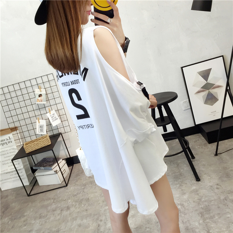 Phụ nữ mang thai mùa hè 2018 new bat áo strapless ngắn tay t-shirt lỏng Hàn Quốc phiên bản của hoang dã phụ nữ mang thai trong áo dài