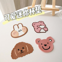 Heat insulation non-slip Cup silicone pad cute Japanese Bear rabbit ins Wind girl heart cartoon home tea cup pad
