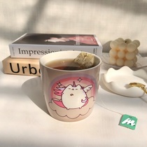 Cute girl heart ceramic cup cartoon cat home mug drinking cup with lid fat good cat foreign trade