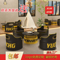Xinjiang internet celebrity cafe table and chair combination industrial style oil barrel sofa bar deck milk tea barbecue tavern