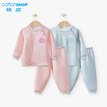 Cotton shop baby Autumn suit cotton long sleeve warm 1-3 years old men and women underwear set baby clothes