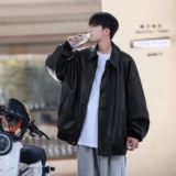 Мужская летняя трендовая куртка для черной кожи для отдыха, изысканный стиль, оверсайз