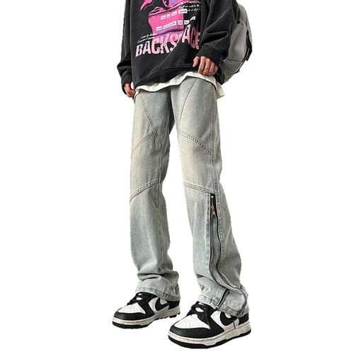 Ретро мегафон, приталенные осенние джинсы, штаны, в американском стиле, свободный прямой крой, новая коллекция