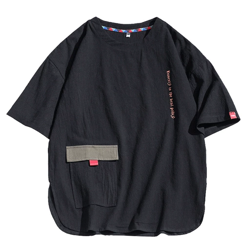 Tide, летняя трендовая японская футболка с коротким рукавом, большой размер, свободный крой