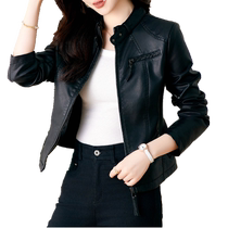 Advanced Sashimi Locomotive Leather Coat Jacket Woman 2023 Chunqiu New Korean version 100 hitch black Thin Leather Jacket Tide