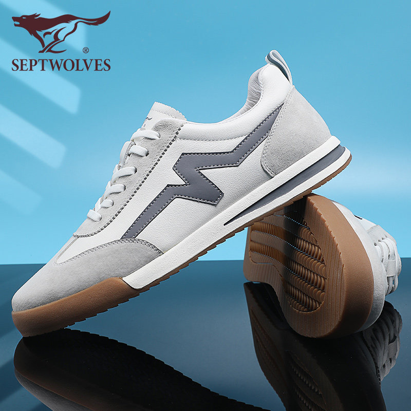 Seven Wolves Men Shoes 2021 Spring Casual Board Shoes Genuine Leather Lace Men Casual Shoes Wave Shoes Men Casual Shoes