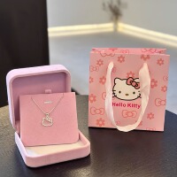 Birthday gift Kitty cat sterling silver necklace for women Japanese and Korean light luxury kt niche design clavicle chain for girlfriend and best friend