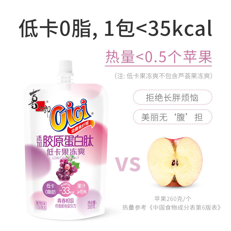 喜之郎 CICI 胶原蛋白肽低卡果冻爽 200g*6支 双重优惠折后￥19.9包邮