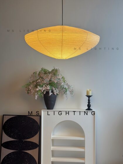 Noguchi Isamu Style Japanese Vintage Large Bedroom Dining Room Cafe Women's Clothing Store 15A Guesthouse Rice Paper Living Room Large Chandelier