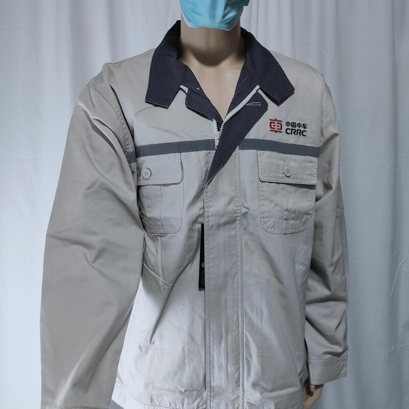 Original China Railway Spring and Autumn Work Uniform Workshop Uniform with Lining, No Text, Long Sleeve Jacket Set B Style
