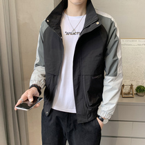 Jacket mens autumn new stand-up collar Korean trend casual jacket Joker baseball uniform multi-pocket shirt