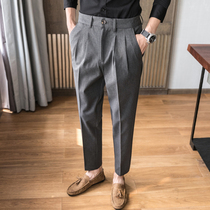 Pants mens casual pants loose straight Haren pants spring and autumn elastic elastic trousers mens trend suit pants