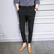 Mens casual pants ankle-length pants suit pants Korean version of the trend slim stretch small feet fashion Joker 9 points pants