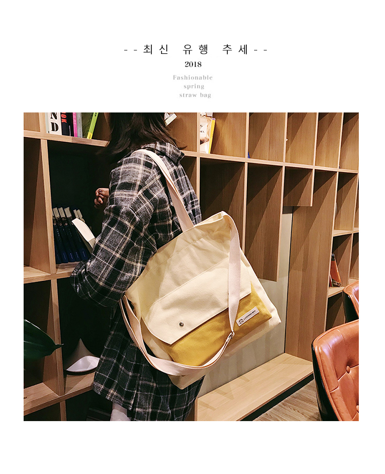 Túi vải nữ phiên bản tiếng Hàn của túi đeo vai ulzzang của nữ sinh viên nữ túi mua sắm dung lượng lớn Túi Sen Messenger - Túi xách nữ tui xach nu