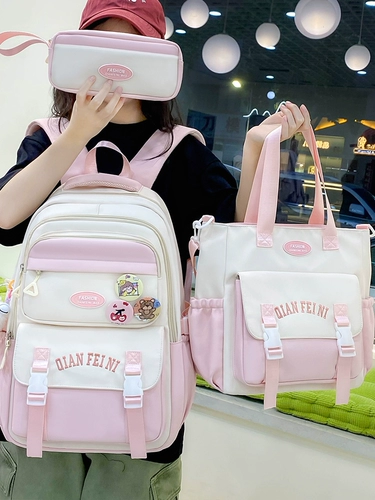 Ранец, вместительный и большой высококачественный милый универсальный рюкзак со сниженной нагрузкой, для средней школы, защита позвоночника