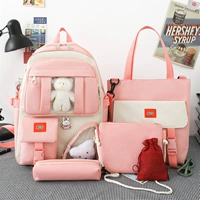 Розовый комплект, значок, 4 предмета, с медвежатами