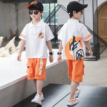 Balabala Boys Summer Dress Set Medium and Big Boy 2021 New Thin Short Sleeve Polo Shirt Boys Two Pieces