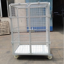 Wangyang logistics transfer cage car encryption double door with top four side trolley foldable L-type storage cage car