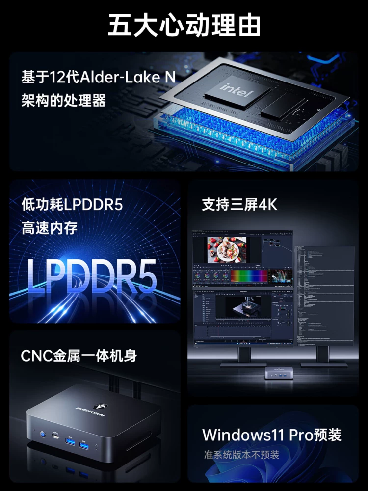 Mingfan MiniSFORUM12 generation Intel N100N305 mini computer host all small nuclear architecture dual -meter