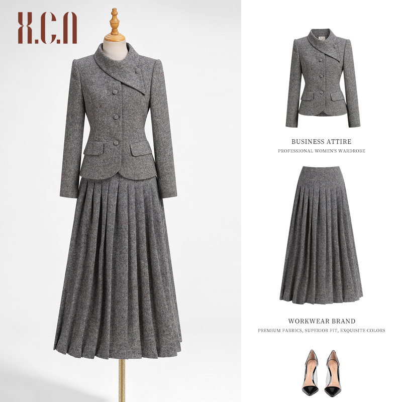 High-End Fashionable Wool Suit with Pleated Skirt Set for Women, Winter 2026 New Style, Formal Occasion Elegant Two-Piece Set