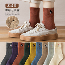 Thick socks childrens tube socks autumn and winter style plus velvet Terry socks Korean style winter towel warm stockings