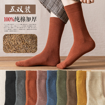 Thick Socks Female Midbarrel Socks Pure Cotton Autumn Winter Style Add Suede Thickened Full Cotton High Cylinder Long Barrel Lady Winter Warm Stockings