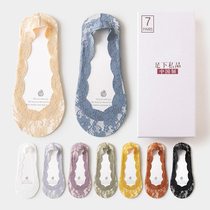 Boat socks women shallow lace silicone non-slip non-slip summer cotton high heels invisible thin socks womens socks