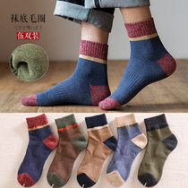 Hair ring socks mens pure cotton thickened autumn and winter middle cylinder all cotton towels bottom warm suction sweats deodorant Long Sox mens sport