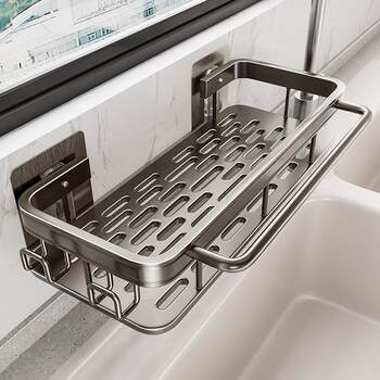 Kitchen rag rack punch-free storage rack wall-mounted household drain storage rack sink hanging basket supplies artifact