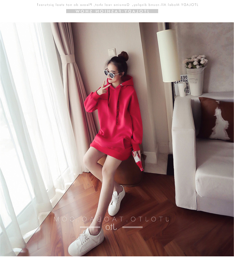Phụ nữ mang thai mùa đông phù hợp với người mẫu thời trang 2018 mới cộng với áo len nhung dày trùm đầu áo len mẹ mùa đông ra hai bộ đầm bầu công sở dáng dài
