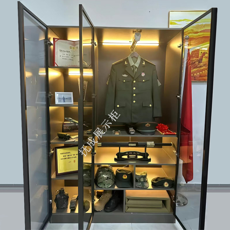 Military Uniform Display Cabinet, Veteran Honor Certificate, Souvenir, Retirement Display Cabinet, Container Shelf