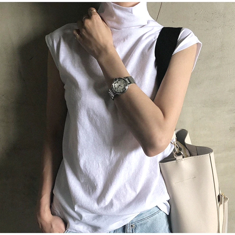 Convertible High-Neck Vest for Men and Women, Ice Silk Modal Slim-Fit Sleeveless T-Shirt with Stacked Collar, Inner Layering Vest