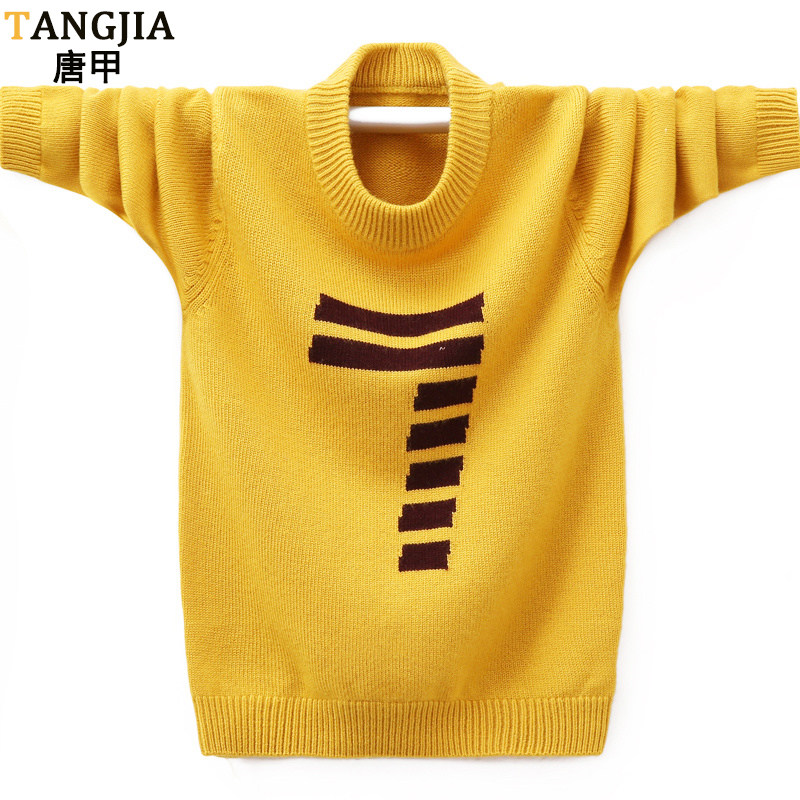 Winter trendy pure sheep sweatshirt male child 10-16-18 years old Primary and primary school student thick sweaters large boy-knitted sweatshirt