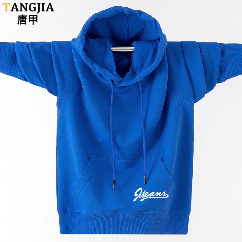 Boys' Personalized Hooded Sweatshirt, Pure Cotton, Loose-Fitting, Youth Jacket, Long-Sleeved Thin Top for Middle and High School Students