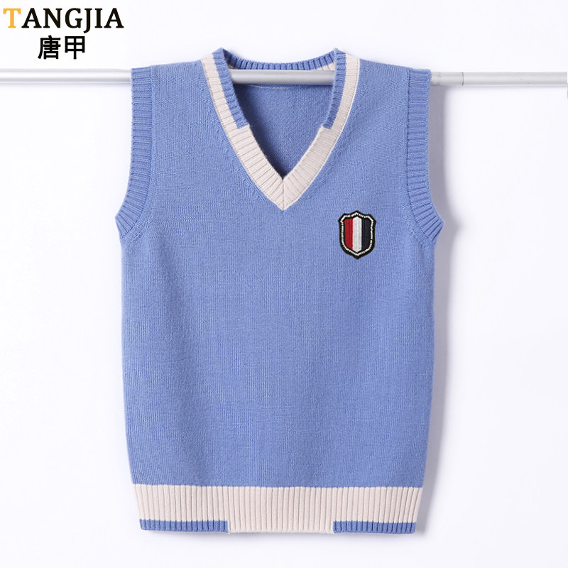 Autumn Winter models Men's children pure wool vest CUHK Tong Ma clip junior high school students 15 Primary school students sleeveless sweater campers