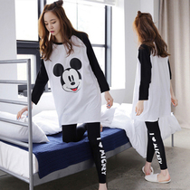 Sleepwear Lady Spring Fall Han Edition Fresh Students Pure Cotton Long Sleeves Cute Thin can be outworn with long pants Home Suits Suits