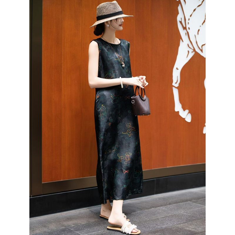 Young Style Loose Tank Top Dress Long Dress 2026 Summer New Round Neck Retro Loose Straight Sleeveless Dress Young Style Loose Tank Top Dress Long Dress 2026 Summer New Round Neck Retro Loose Straight Sleeveless Dress