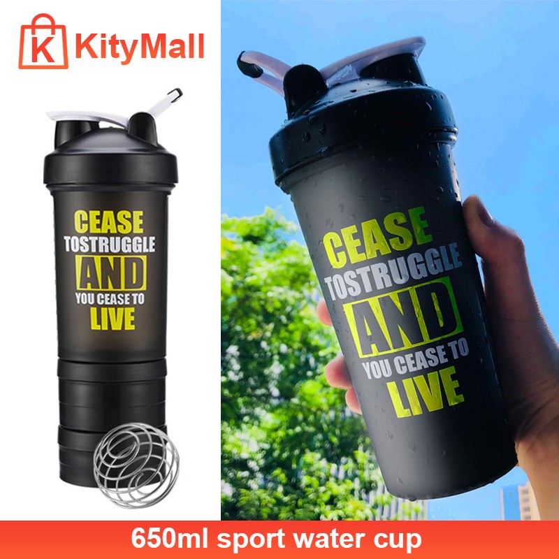 shake bottle protein powder shaker water mixer sport cup 650