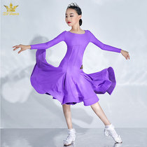 Autumn and winter New Latin clothing Girls performance competition clothing professional long sleeve fish bone big skirt dance clothing