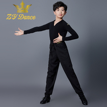 ZY DANCE new Latin DANCE uniform mens long sleeve DANCE practice uniform performance competition uniform rumba Chia boy