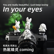Long-eared innocent white rabbit hot shoe cover mirrorless camera flash dust cover cartoon rabbit protective cover