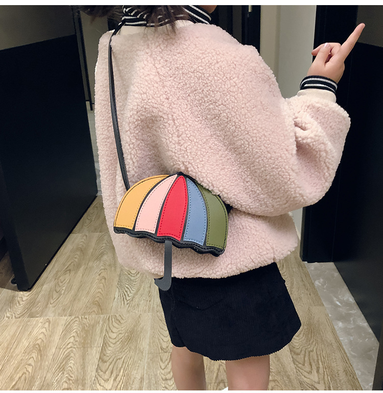 Han Edition Children Fashion Slanted Satchel Bag Umbrella Mini PU Bag Baby Trend Single Shoulder Inclined Satchel Children Small Bag