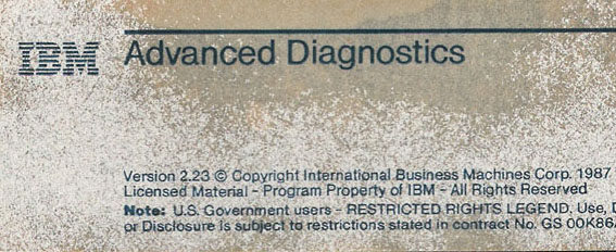 8088 computer software disk floppy disk Advanced Diagnostics For IBM XT