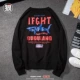 Street hip hop retro Tiếng Anh cá mập thanh niên thương hiệu áo len đen cổ tròn nam châu Âu và Hoa Kỳ thiết lập mùa thu lỏng lẻo